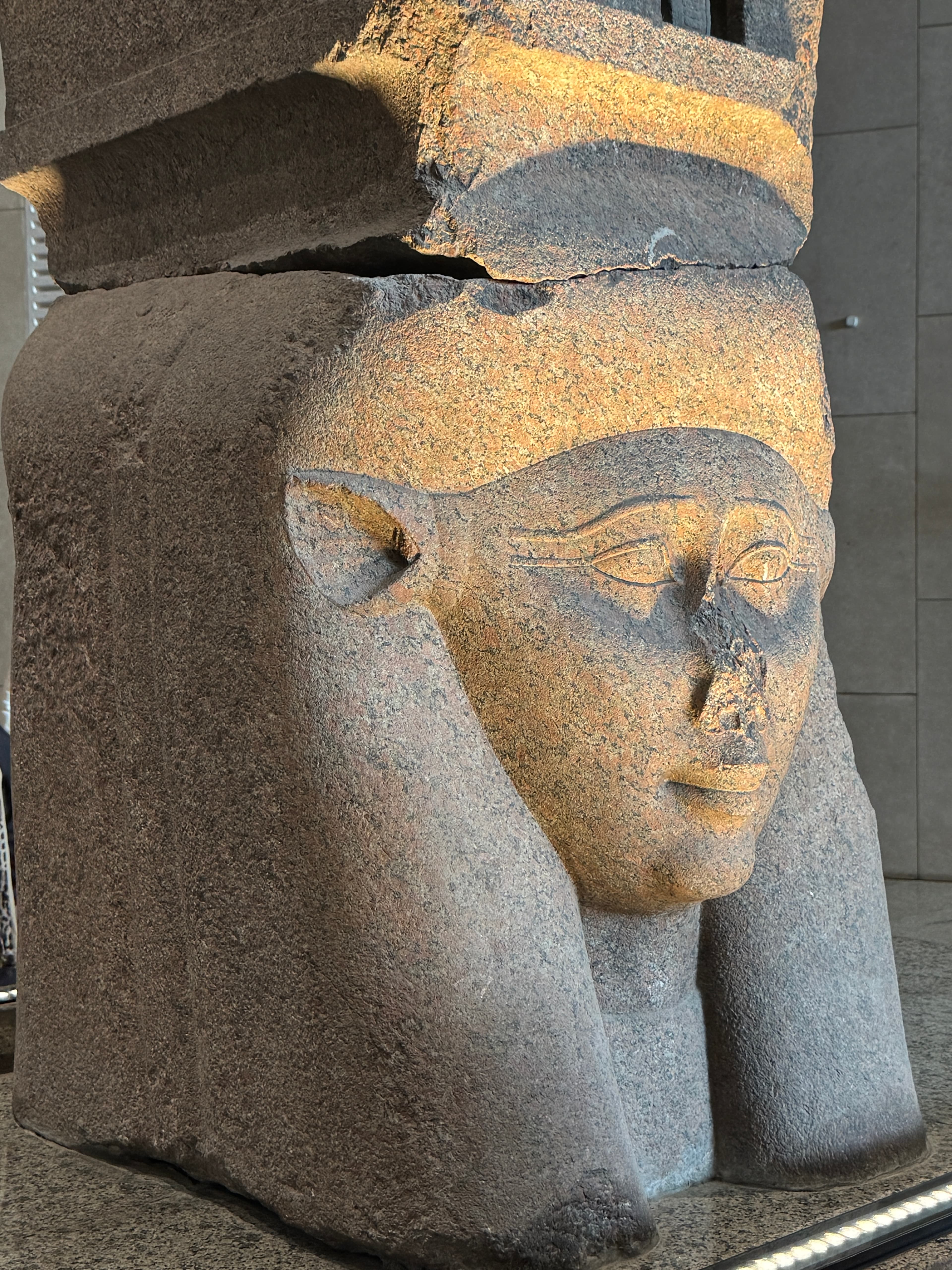 Carved ancient Egyptian stone head