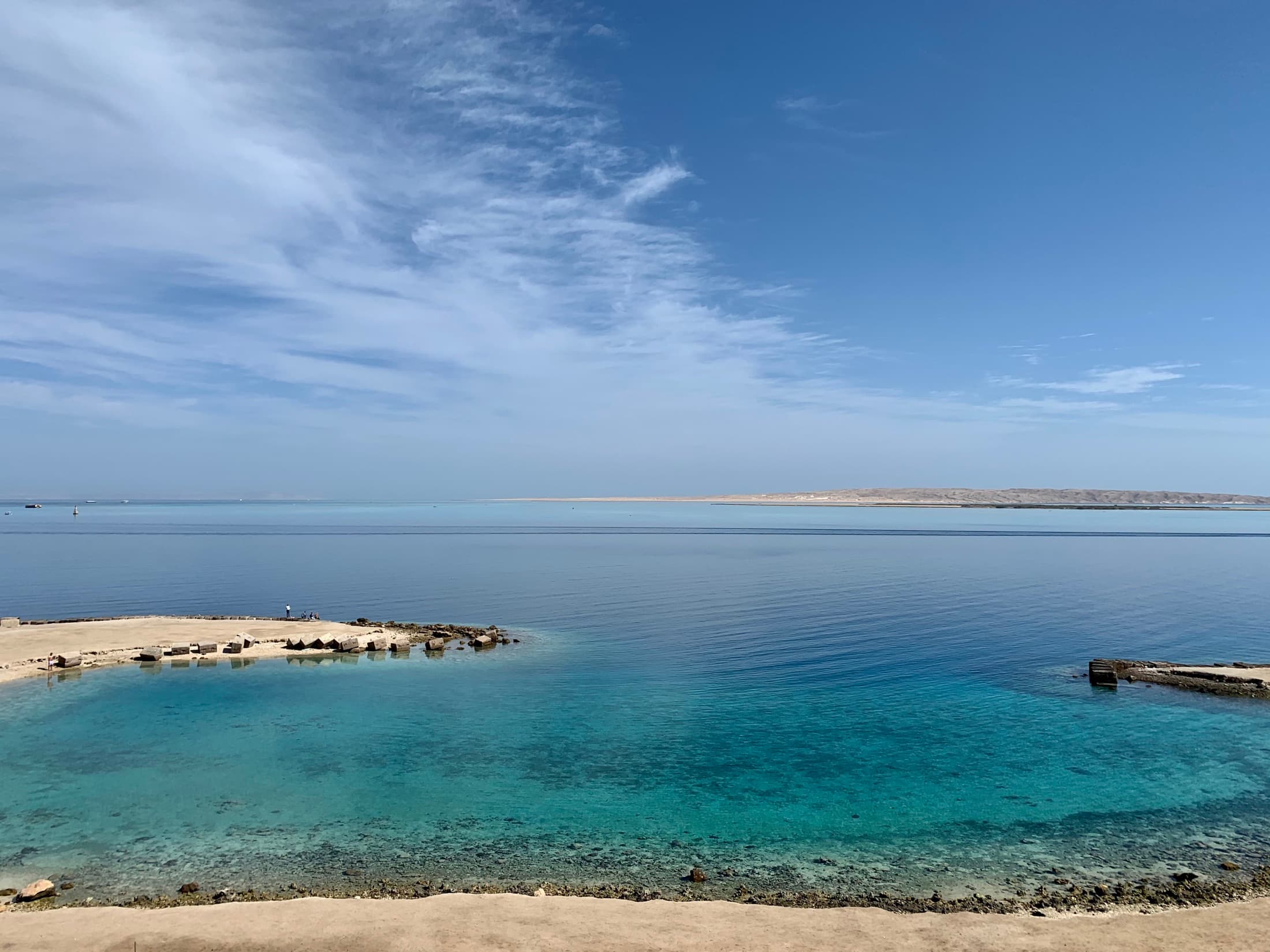 Clear shallow Red Sea water along the coast