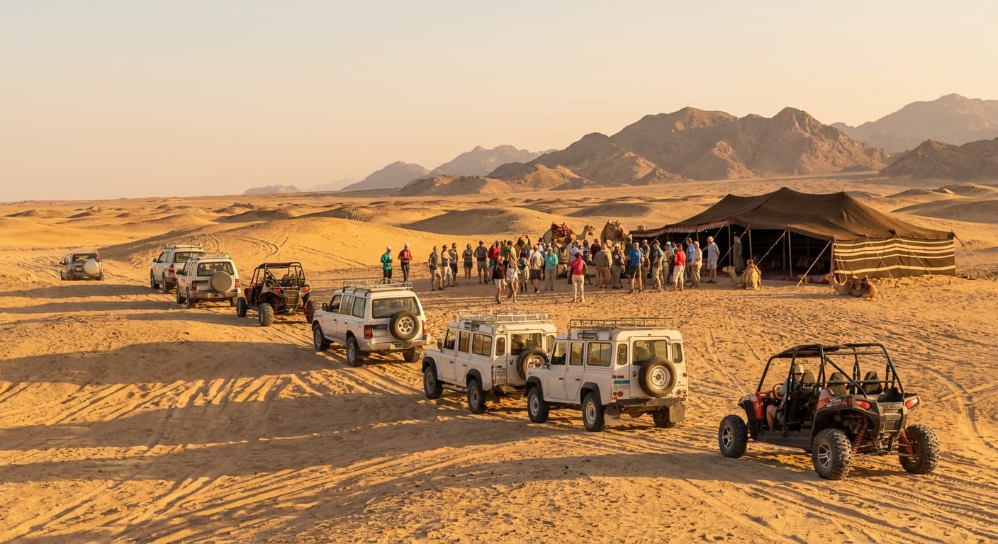 Desert safari for large tour groups in Hurghada