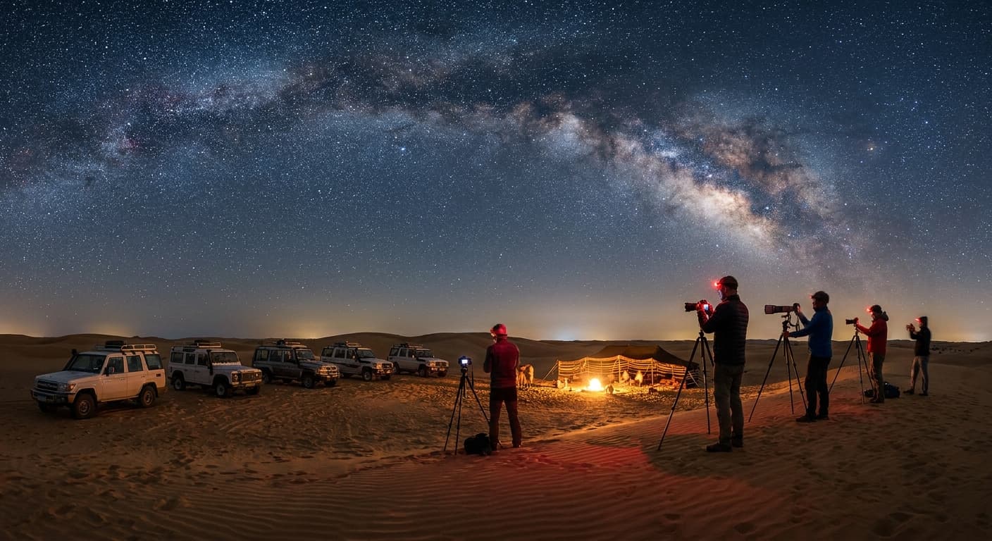 Desert safari for photographers at night in Hurghada