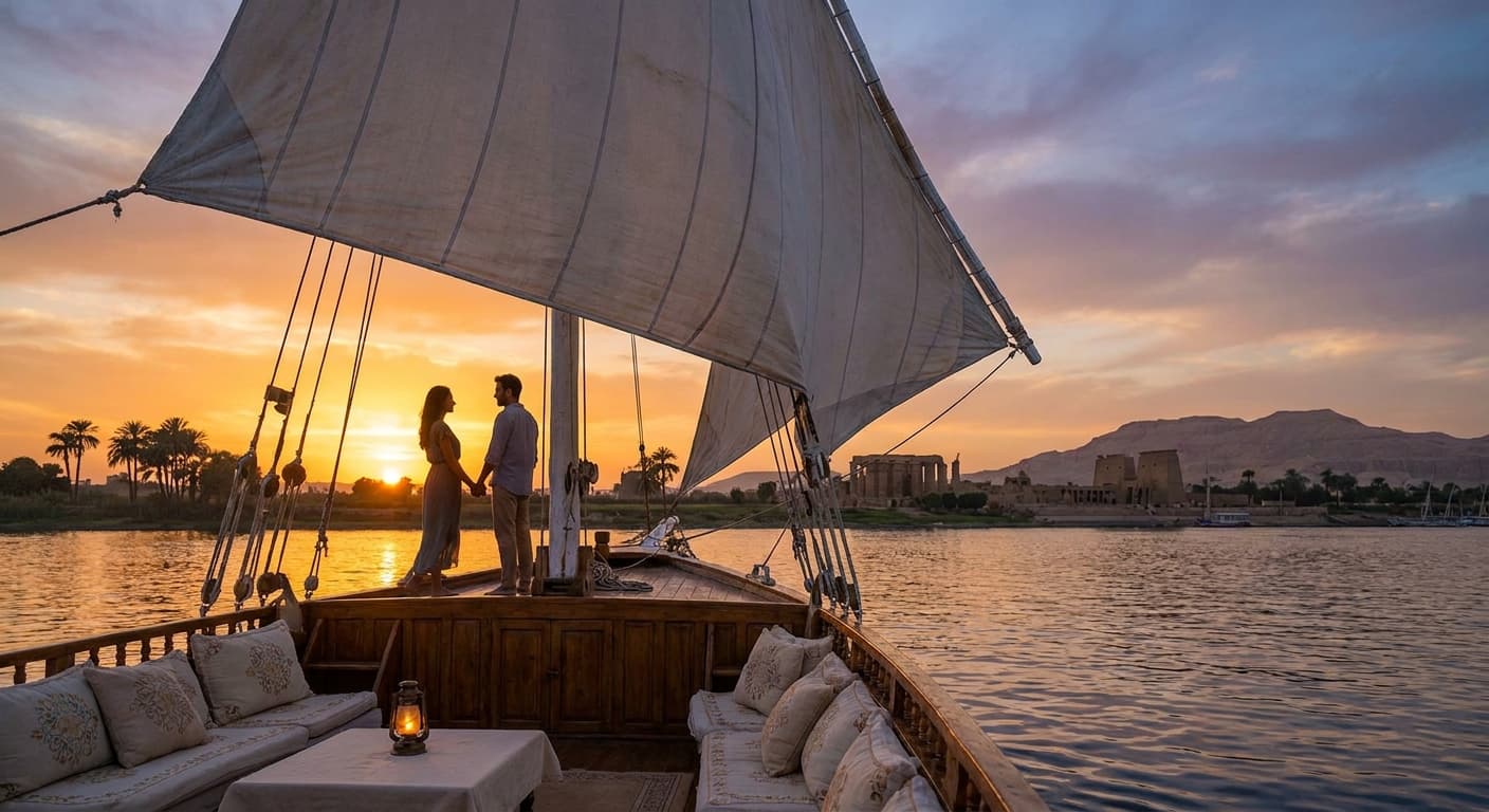 Felucca ride on the Nile for romantic evenings