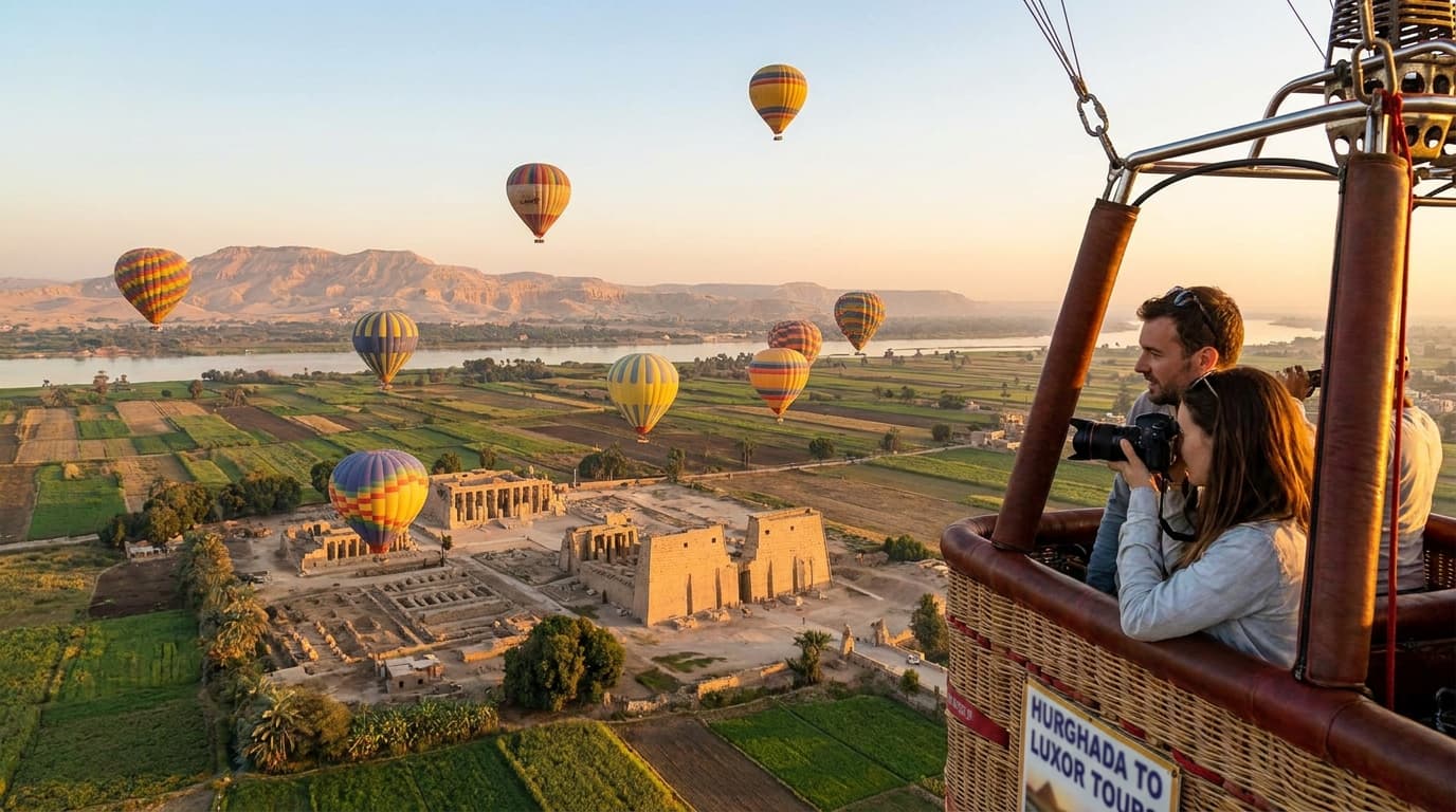 Hot air balloon ride over Luxor for sunrise views