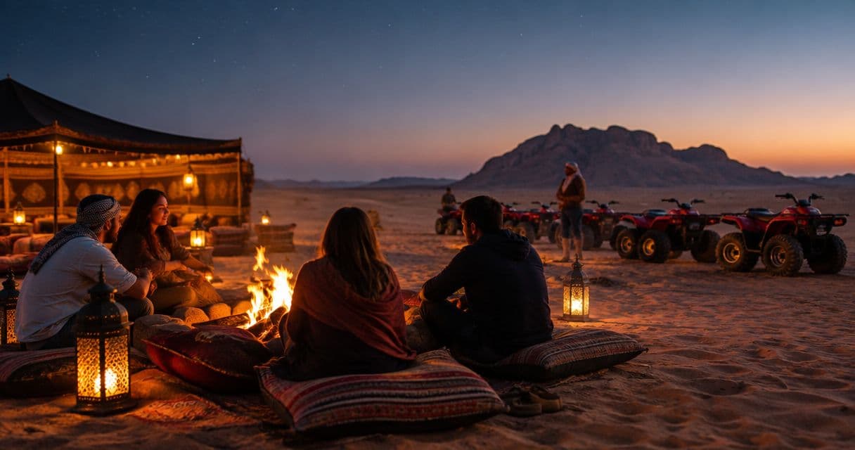 How long does a night desert safari tour last in Hurghada?