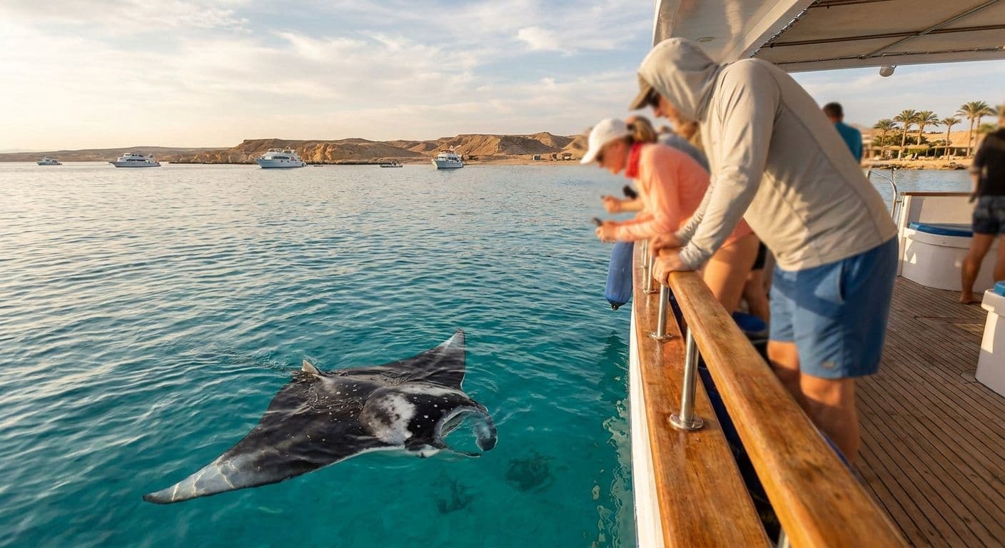 Manta ray spotting boat trips in Hurghada