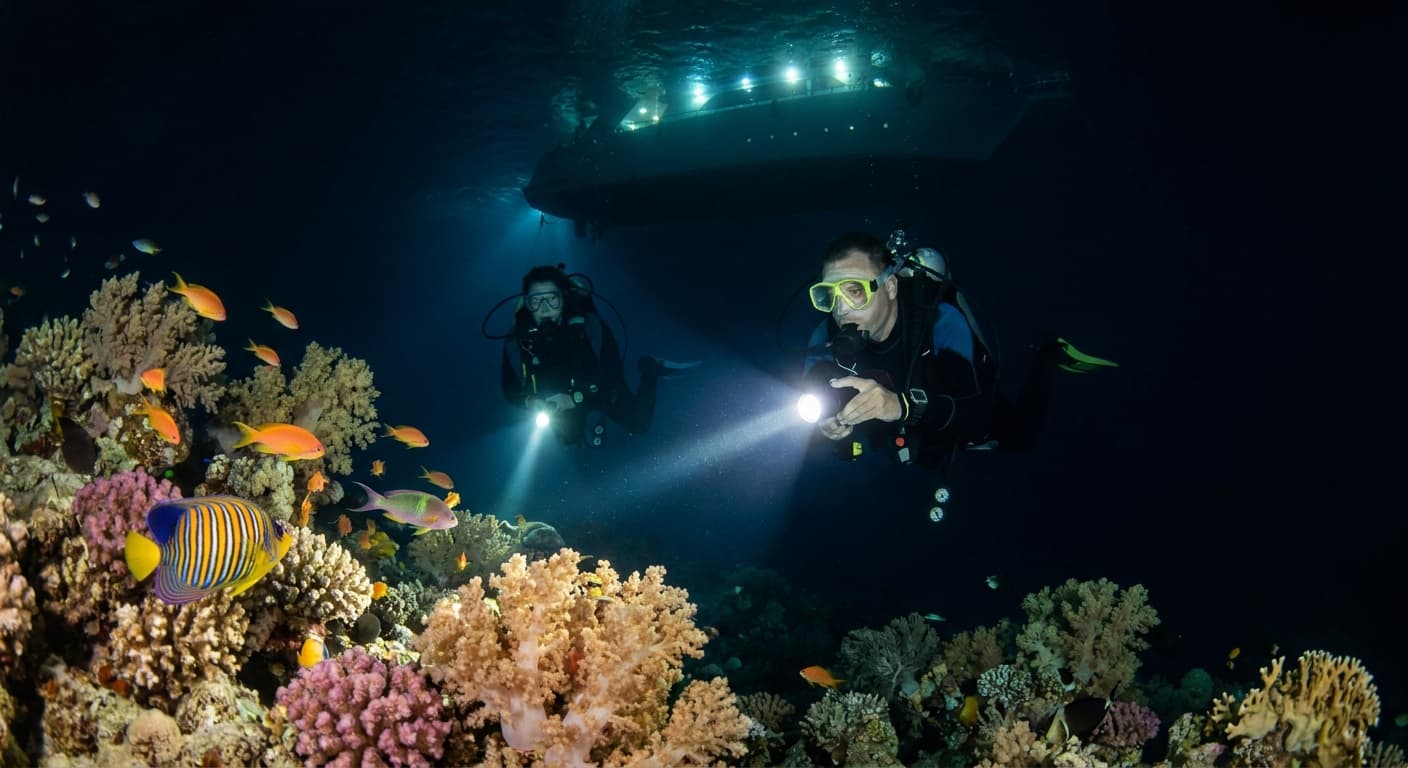 Night diving trips for experienced divers in Hurghada